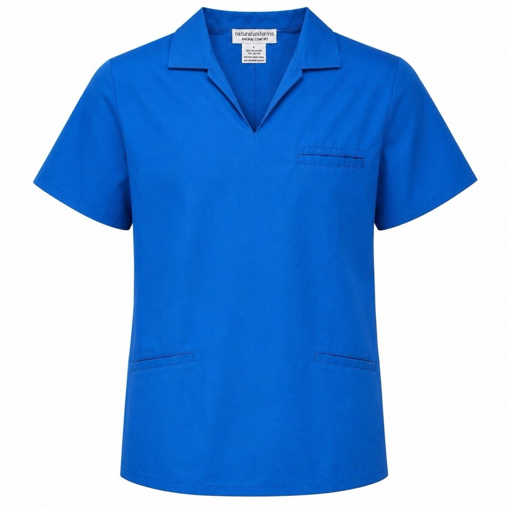 Natural Uniforms Royal Blue Scrub Top Large SW-2156 Collared 3 Pocket Medical NW